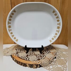 Corelle Corning Butterfly Gold Oval Serving Platter Vintage 12"